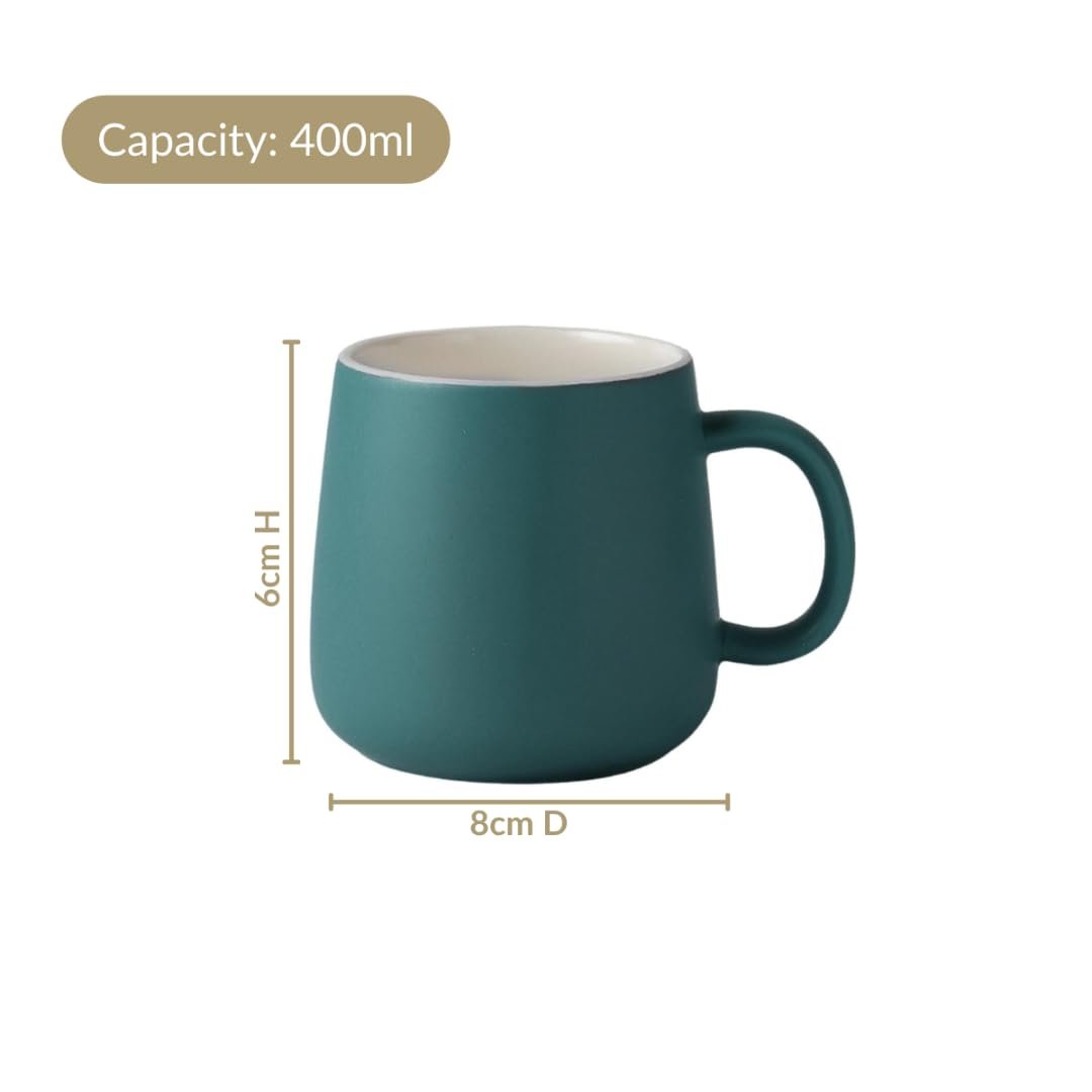 Nestasia Matte Finish Coffee Mug | Microwave & Dishwasher Safe Ceramic Tea Cup | Perfect for Latte, Americano, Cappuccinos, Tea Bag & Beverages (Green, 350ml) - Image 2