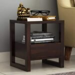 MURALICRAFT Solid Sheesham Wood Bedside Table for Bedroom | Wooden Bed Side Nightstand Lamp Table with Drawer & Open Shelf Storage for Home & Hotels | Rosewood, Walnut Finish