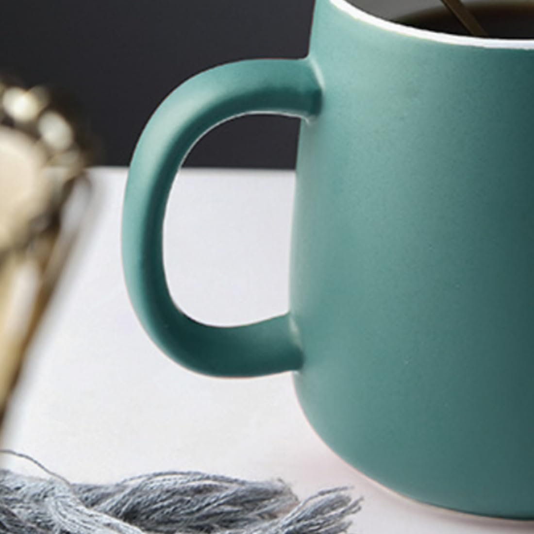 Nestasia Matte Finish Coffee Mug | Microwave & Dishwasher Safe Ceramic Tea Cup | Perfect for Latte, Americano, Cappuccinos, Tea Bag & Beverages (Green, 350ml) - Image 3