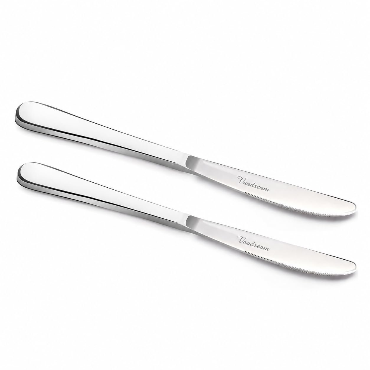 Homehouse Premium 2 Pieces Stainless Steel Butter Knife Dinner Knife Cutlery Set for Cheese and Bread with Timeless Elegance Design (21cm, 3.5mm Thick)