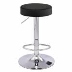 NGFC High Bar Stool | Counter Stool for Kitchen, Office, Bar, Shop, Restaurant | Leatherette Upholstery | Black Finish with Chrome Base | Pre-Assembled – Modern Design & Durable Build