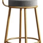 Nutech Decor Iron Velvet Counter Stools: Upholstered Barstools With Back, Footrest, And Round Height - Modern Bar Chairs, Ideal Dining Chairs For Kitchen Islands (75 Cm, Grey)