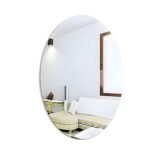 Koch Chemie Mirror Oval Shape Adhesive Mirror Sticker for Wall on Tiles Bedroom Living Room Basin Mirror Bathroom Wall Mirror Both Side Sticker Acrylic Mirror for Wall Full Length
