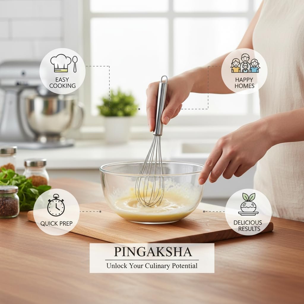 Pingaksha Premium Stainless Steel Egg Whisk | Egg Whisk Balloon - 25cm (Silver) Hand Blender Mixer - Image 3