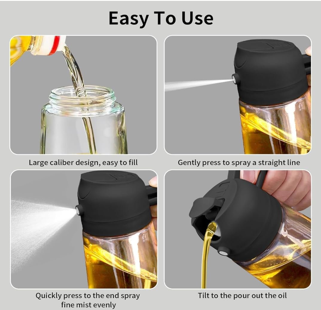 EMBRIZ 2 in 1 Glass Oil Dispenser 500ml | Cooking Spray Bottle for Kitchen | Olive Oil Pourer | Refillable Leakproof Bottle for Air Fryer, Salad Dressing, BBQ & Baking - Image 3