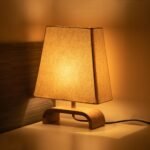 ExclusiveLane 'Geometry' Mango Wooden Table Lamp for Bedroom (13.1 Inch, Without Bulb, Pack of 1) | CFL/LED Table Lamp for Living Room Decoration Bedside Lamp Bedside Lamps for Bedroom Bed Side Lamp