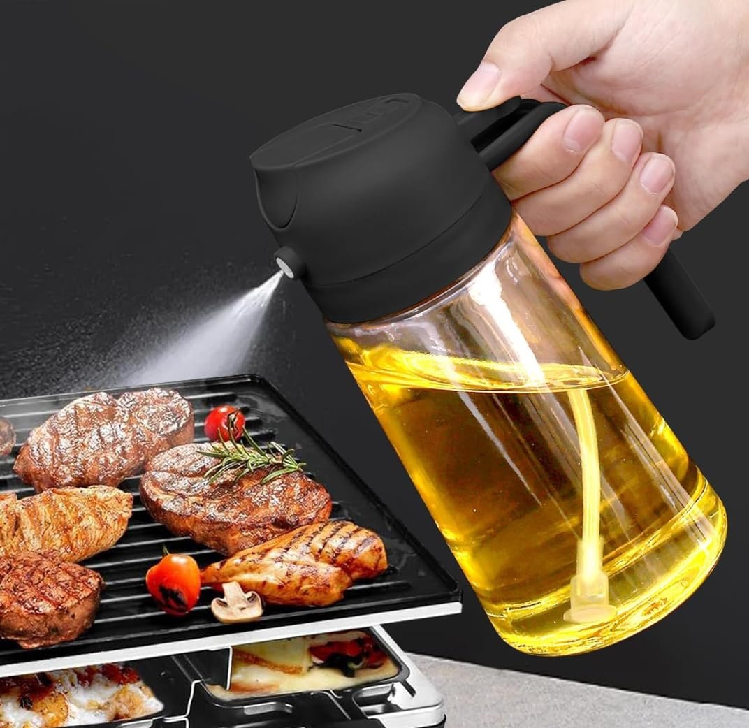 EMBRIZ 2 in 1 Glass Oil Dispenser 500ml | Cooking Spray Bottle for Kitchen | Olive Oil Pourer | Refillable Leakproof Bottle for Air Fryer, Salad Dressing, BBQ & Baking - Image 2