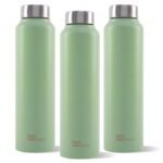 The Better Home Stainless Steel Water Bottle 1 Litre | Leak Proof, Durable & Rust Proof | Non-Toxic & BPA Free Steel Bottles 1+ Litre | Eco Friendly Stainless Steel Water Bottle (Pack of 3)