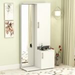 DesignFit Engineered Wood Dressing Table with Storage | Wooden Dressing Table with Mirror Vanity Table for Bedroom Home Living Room (White Finish)
