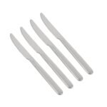 GROX Curve Dinner Knife - Set of 4 | Silver | 22 cm | 304 Stainless Steel 18/8 | Balanced Dining Knife