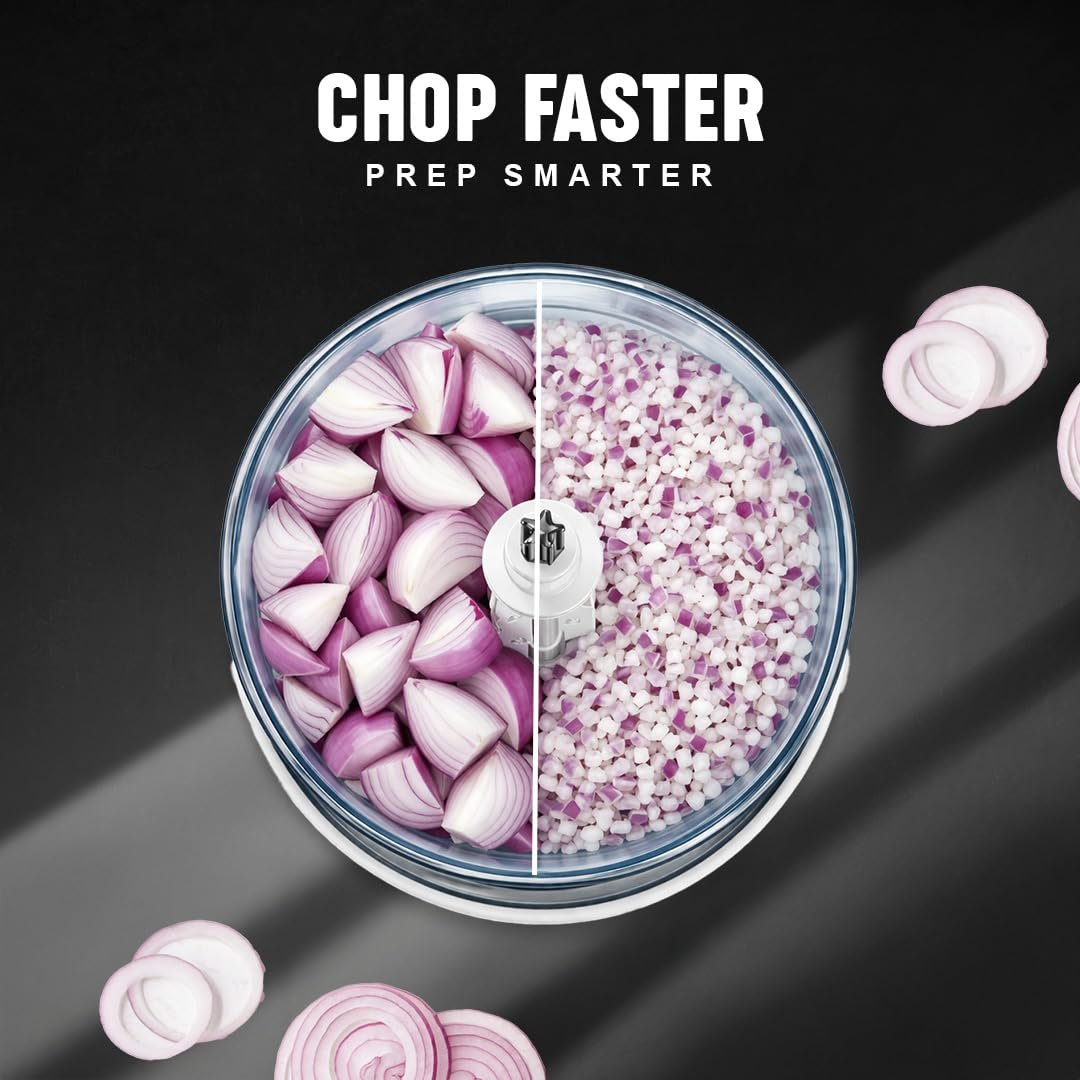 Sujata Chopcraft Electric Chopper 900ml, Vegetable Chopper for Kitchen | Dual Speed | 3200 RPM High Speed Motor | Stainless Steel Blades | Chop, Mince, Whip & Blend | Black - Image 8