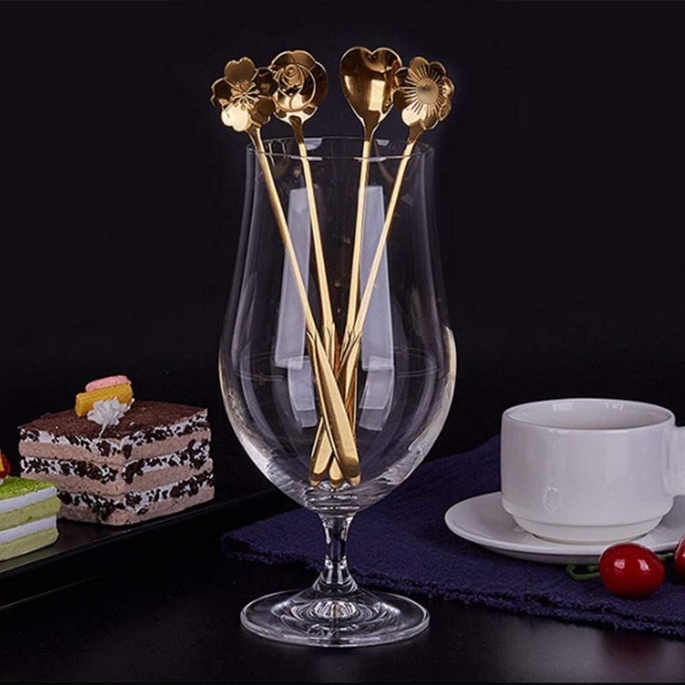 Golden Stainless Steel Coffee Spoon Set, Gold Dessert Spoons with Heart & Floral Design, Decorative Cutlery for Coffee, Tea, Ice Cream, Cake, Dessert, Kitchen Tableware & Gift Serving Set (12 Pcs) - Image 3