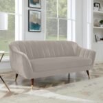 AMATA Marino 3 Seater Cream Suded Velvet fabrci Sofa Set with Two Cushions Perfect for Home Office Guests Living Room (01 Cream, 3 Seater)(03 Year Warranty)