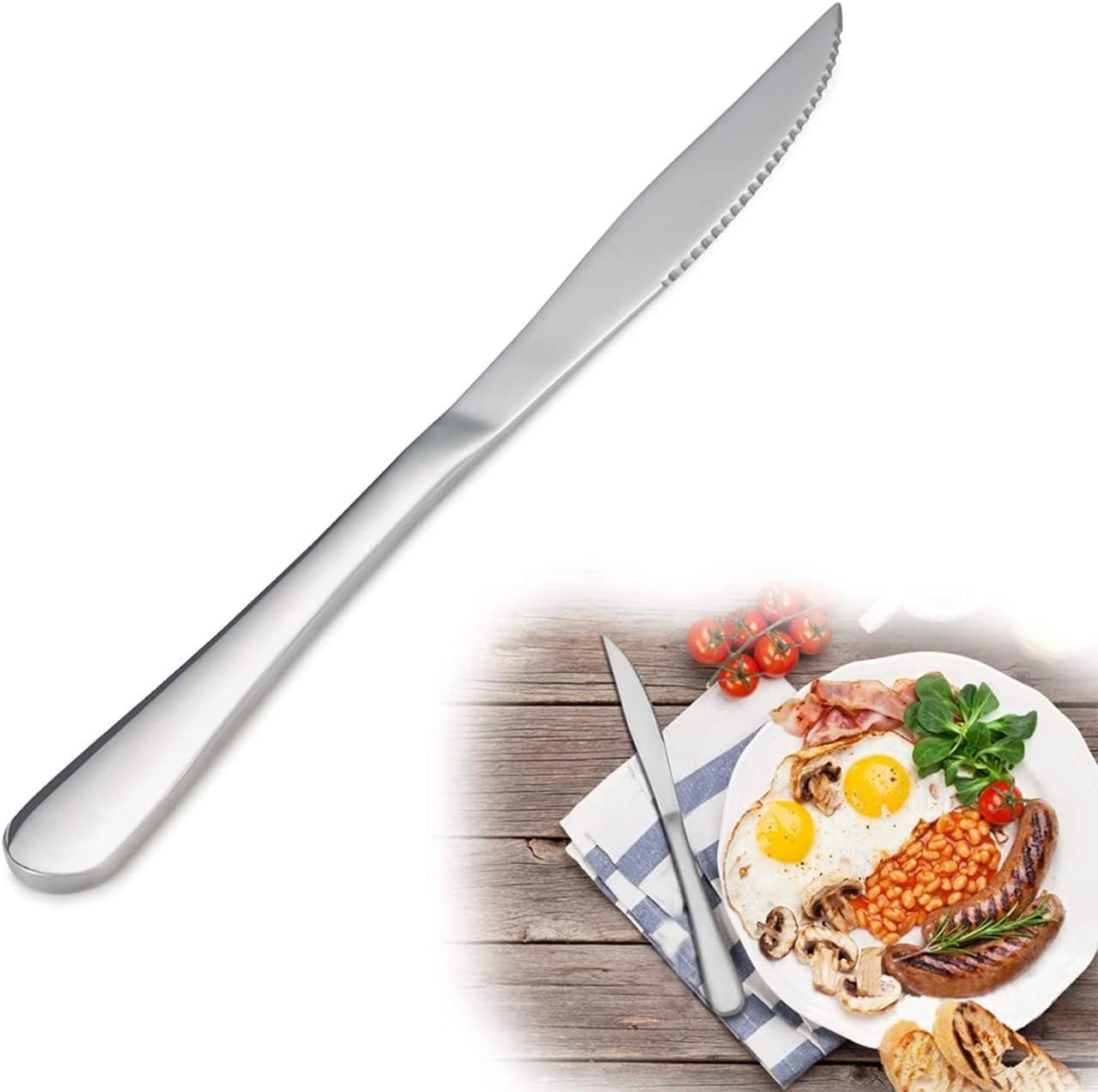 Homehouse Premium 2 Pieces Stainless Steel Butter Knife Dinner Knife Cutlery Set for Cheese and Bread with Timeless Elegance Design (21cm, 3.5mm Thick) - Image 4