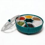 360° Revolving Masala Box 6-Compartment Spice Storage Container (green)