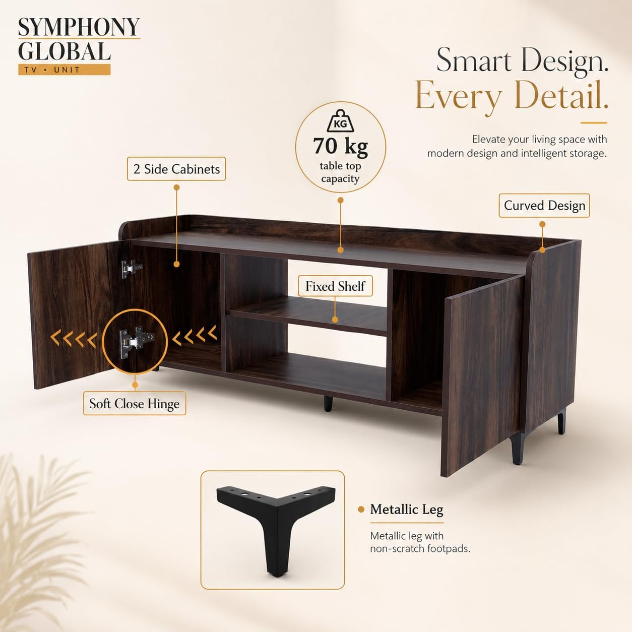 Studio Kook Symphony Global 150 cm TV Unit, Junglewood - Image 3