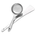Parage 2 Pieces Stainless Steel Dosa Ladle & Turner/Palta Heavy Gauge | Dosa Making Spoon with Flat Base and Spatula | Kitchen Tools for Cooking (Size-20.5cm, 31.5cm, Silver)
