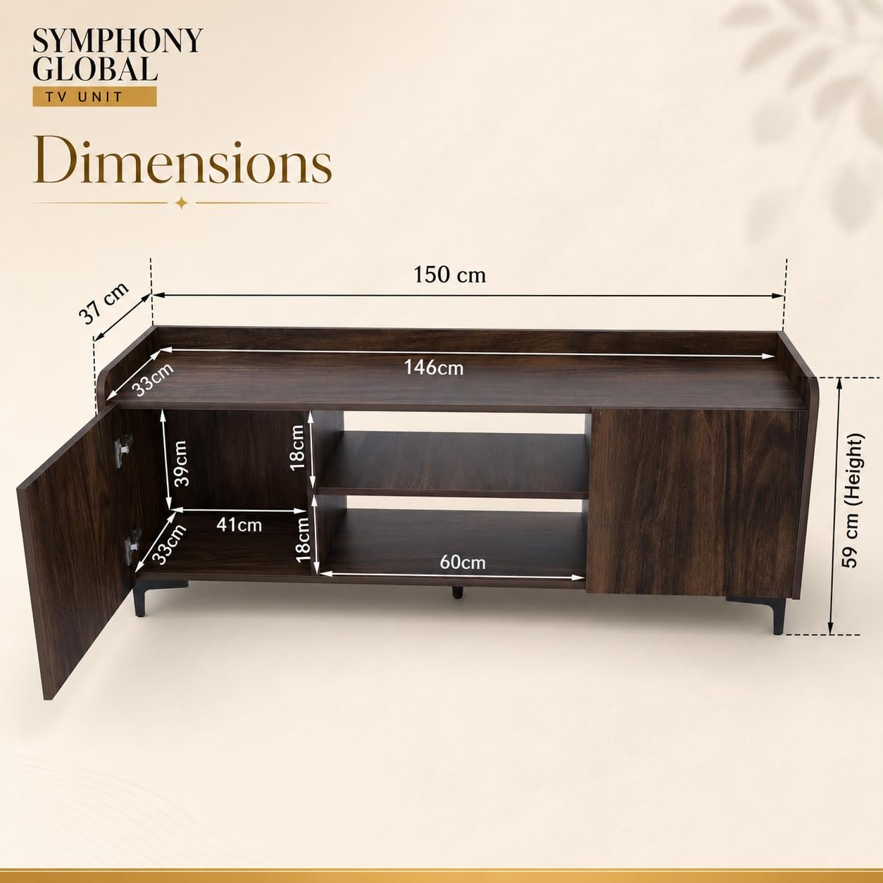 Studio Kook Symphony Global 150 cm TV Unit, Junglewood - Image 4