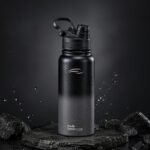 The Better Home Vacuum Insulated Stainless Steel Water Bottle 1 Litre (1000ml/1L) | Hot 12 Hrs & Cold 16 Hrs | BPA-Free, Food-Grade 304 SS | Leak-Proof | Gym, Office & School | Black & Grey