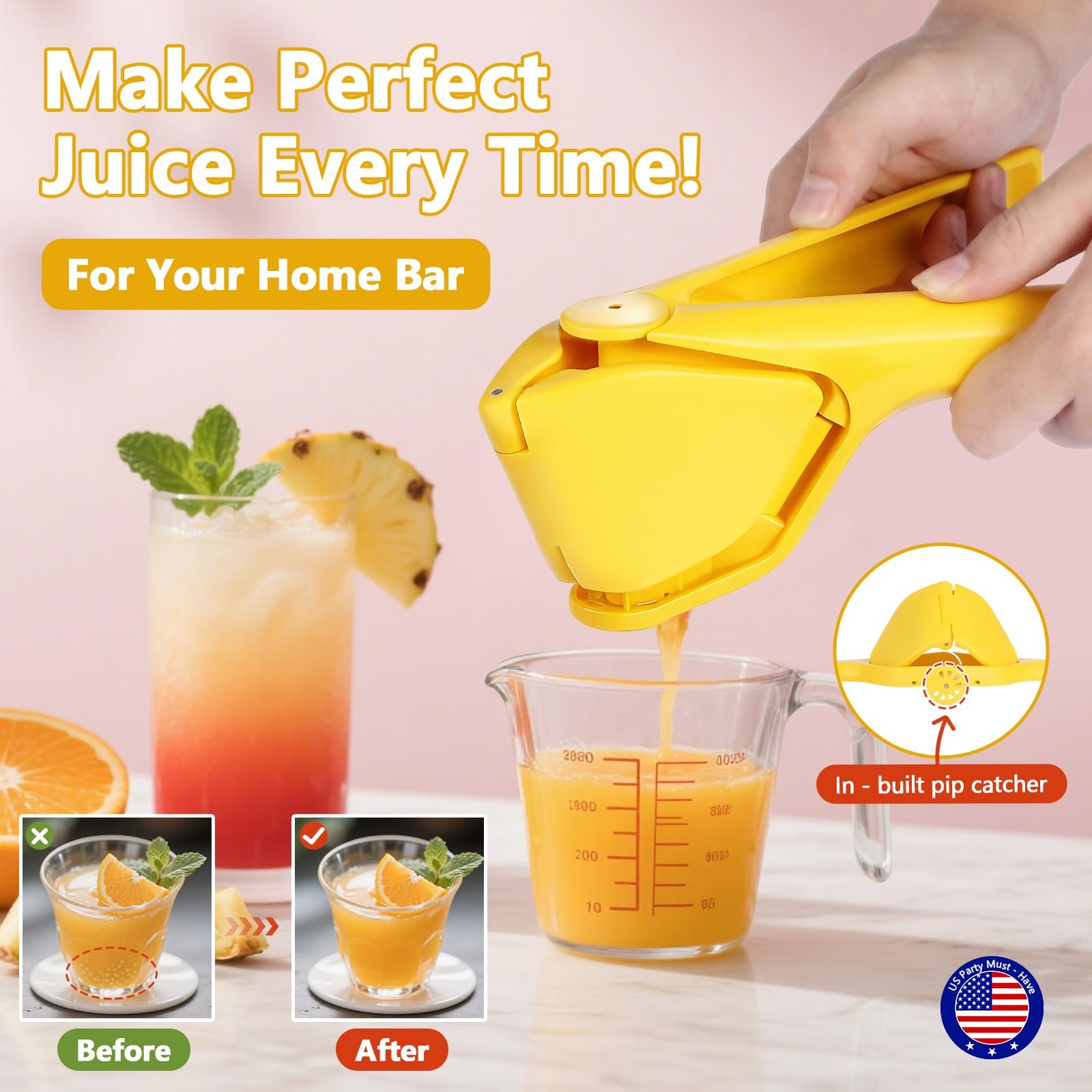 Foldable Manual Juicer for Lemon & Orange | Pulp & Seed Strainer | Dishwasher Safe, Space-Saving | Kitchen & Outdoor Use - Image 5