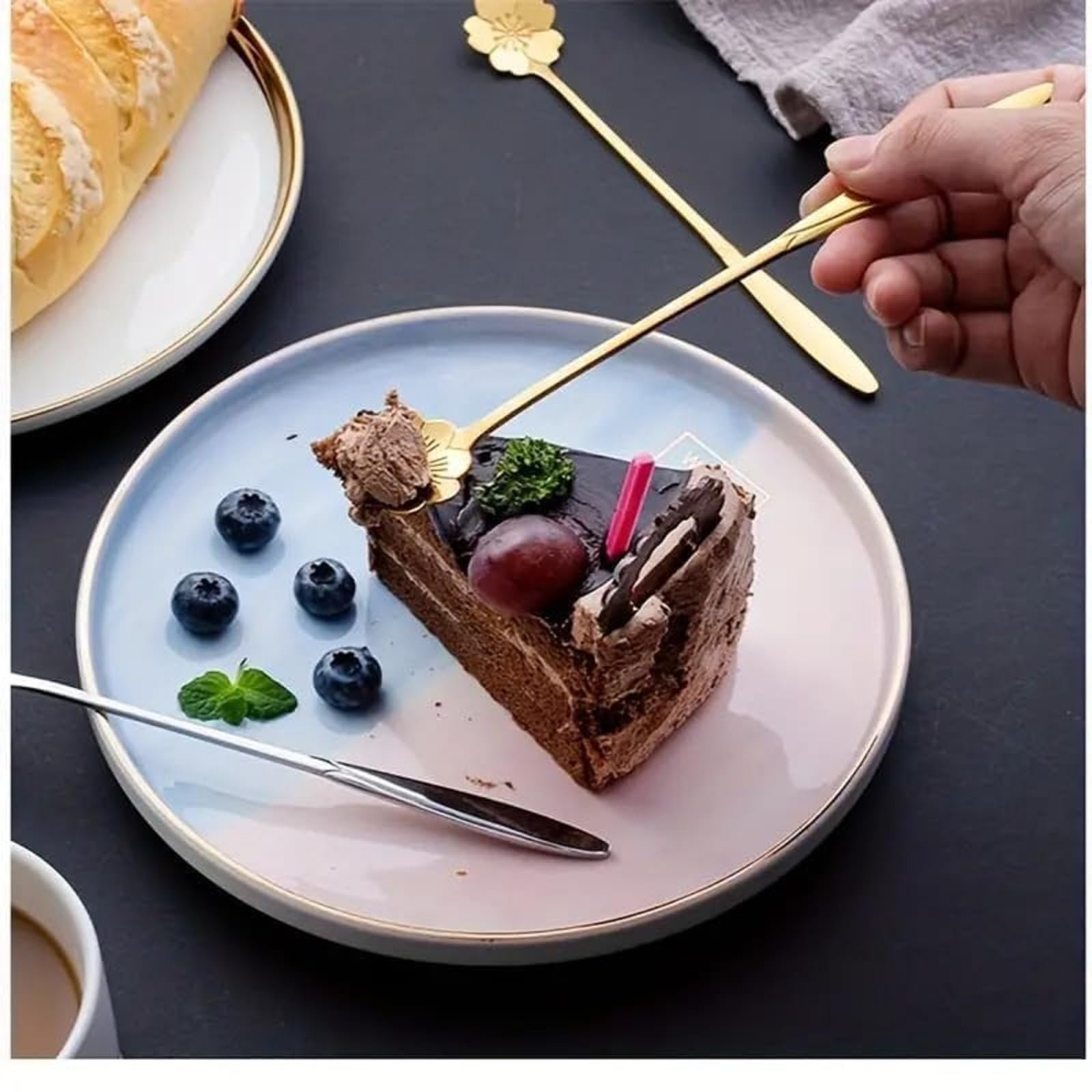 Golden Stainless Steel Coffee Spoon Set, Gold Dessert Spoons with Heart & Floral Design, Decorative Cutlery for Coffee, Tea, Ice Cream, Cake, Dessert, Kitchen Tableware & Gift Serving Set (12 Pcs) - Image 6