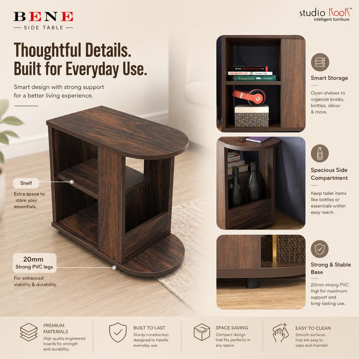 Studio Kook Bene Side Table with Storage, Junglewood - Image 3