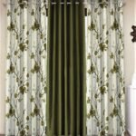 Fashion String 3 Piece 3D Tulips Eyelet Polyester Door Curtains - 7 Feet, Green