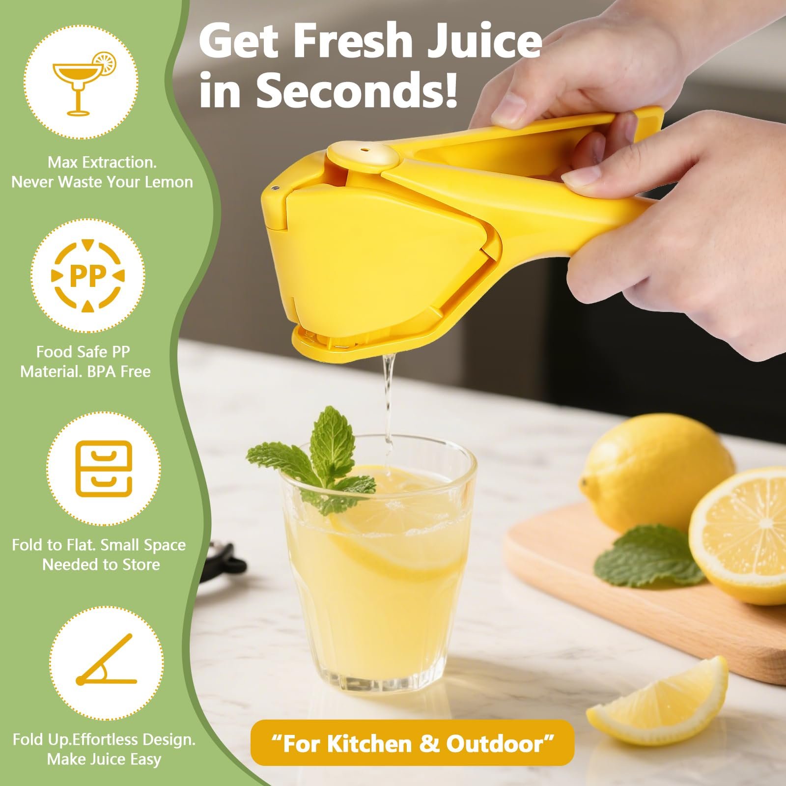 Foldable Manual Juicer for Lemon & Orange | Pulp & Seed Strainer | Dishwasher Safe, Space-Saving | Kitchen & Outdoor Use - Image 3