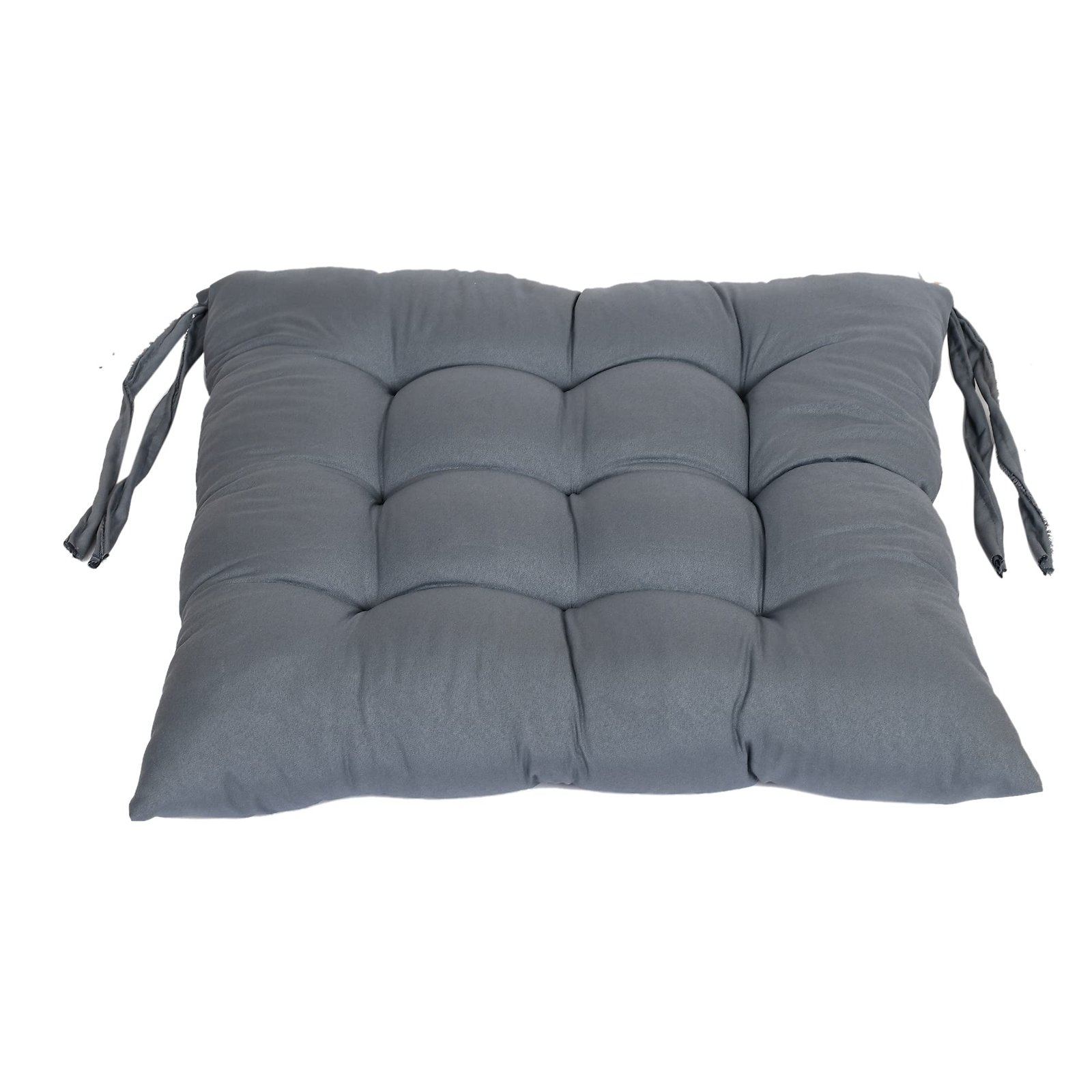Kuber Industries Chair Pad | Chair Cushion Pad | Chair Cushion with Ties | Soft & Comfortable Sitting | Microfiber Square Cushion for Home-Office | (Grey) - Image 2
