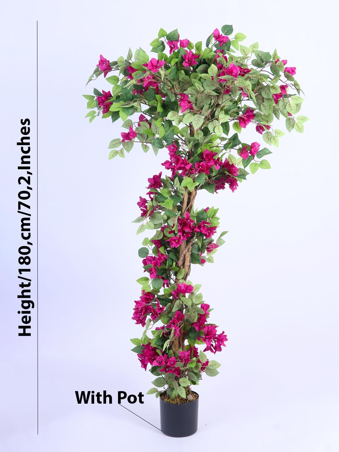 ARICK DECOR 6Ft Artificial Bougainvillea Flowers Tree in Pot, 6ft Realistic Faux Pink Silk Flower Plant, Peacock Shaped Large Floor Decor for Home, Office & Balcony - Image 3