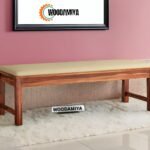 WOODAMIYAWooden Seating Bench for Home & Office, Multipurpose Seating Bench for Daining Table/Indoor and Outdoor/Balcouny, Bench with Cushion, 54x14x17.5 Inch, Teak Finish