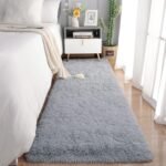 Aawasrug Carpet for Hallway, Kitchen, and Modern Interiors, Cozy Shag Runner for Living Room, Entryway & Office Décor Size 1.5x3 feet Silver