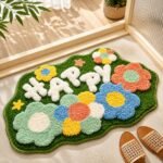 Roseate Happy Super Soft Anti-Skid (40x60 cm) Super Absorbent Mats Microfiber 2000 GSM Mat for Bathroom/Kitchen/Door Mats for Home/Floor Mat (Green) Pack of 1