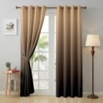 Story@Home 100% True Blackout Door Curtains 7 Feet Set of 2 | Room Darkening Curtain | Gradient Printed | Ombre Curtain for Living Room | (116 x 215 cm, Beige & Brown)