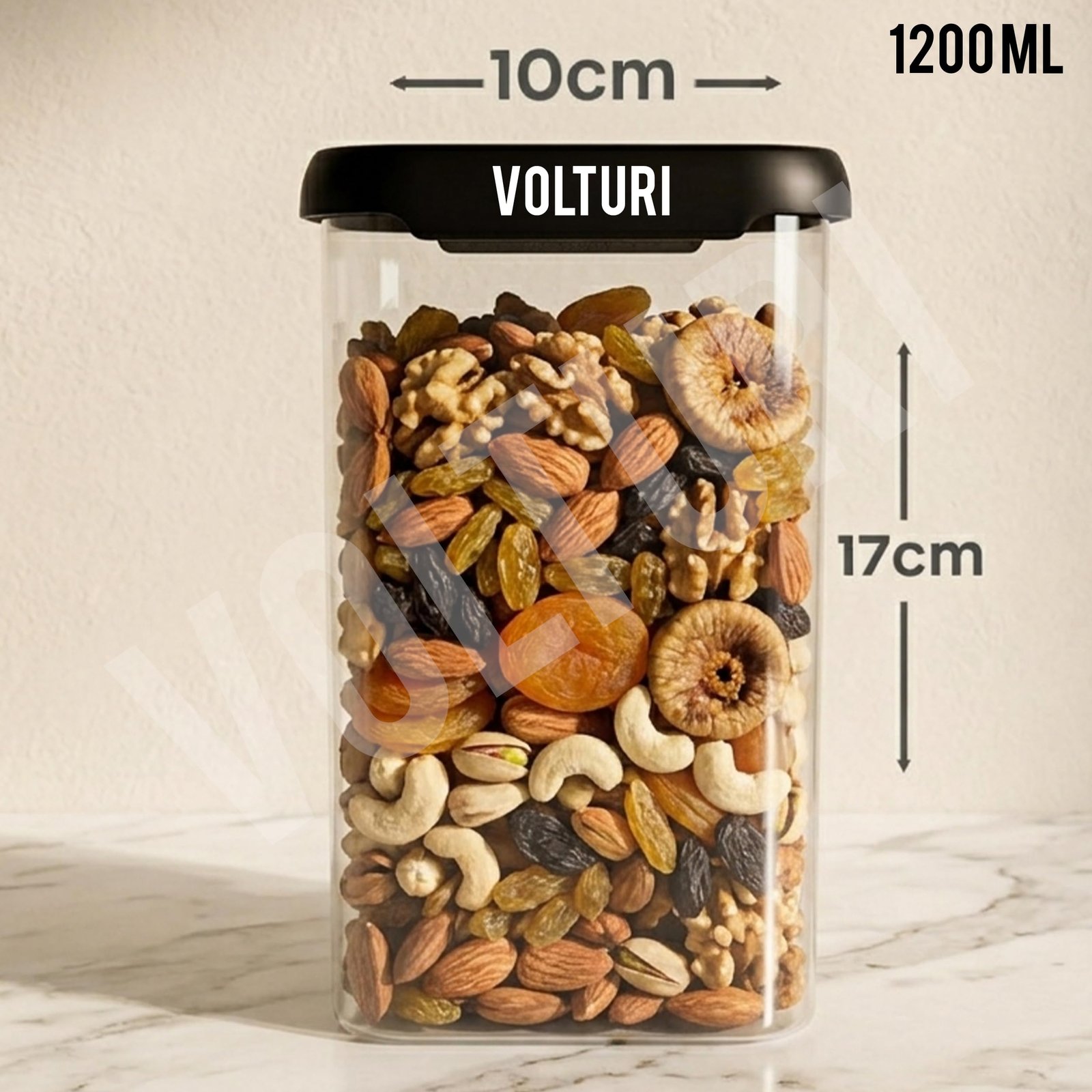 VOLTURI Air Tight Containers for Kitchen Storage (Pack of 6, 1200 ML), Kitchen Storage Box, Airtight Container Set, Fridge Storage Containers for Pulses, Cereals, Grains, Fruits, Vegetables - Image 3