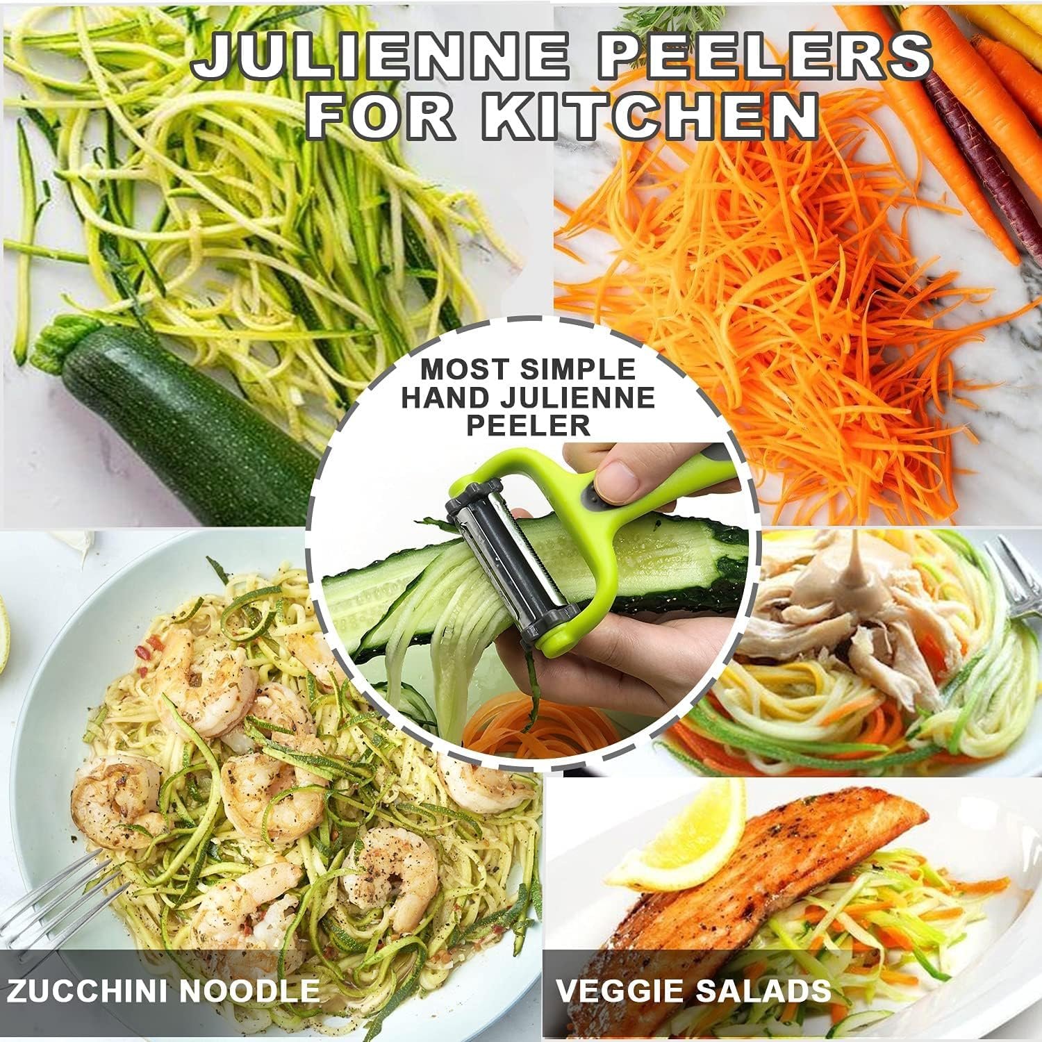 RYBTB Xfilm 3-in-1 Rotary Multifunctional Vegetable and Fruit Peeler with Stainless Steel Blades | Smart Kitchen Slicer & Julienne Cutter with Non-Slip Grip - Image 7