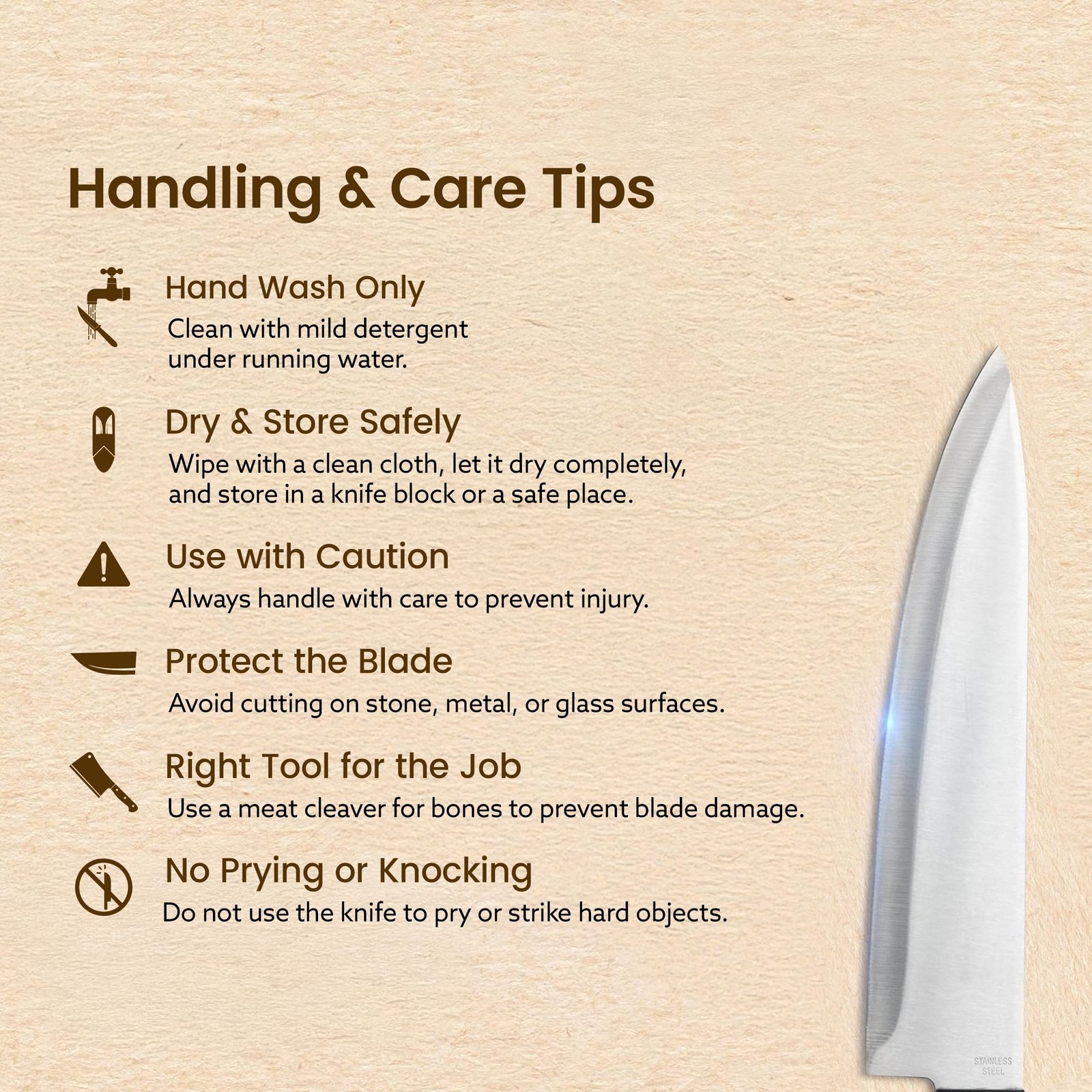 AGARO Galaxy 6 Pcs Kitchen Knife Set, 4 Knives, 1 Scissor, 1 Wooden Case, High Carbon Stainless Steel, Non-Slip Triple Rivet Strong Handle, Cooking, Cutting, Slicing, Home & Restaurant Use, Silver - Image 6