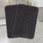SARAL Home Microfiber Solid Anti-Skid Bath Mats Set of 2(Grey,35X50cm)